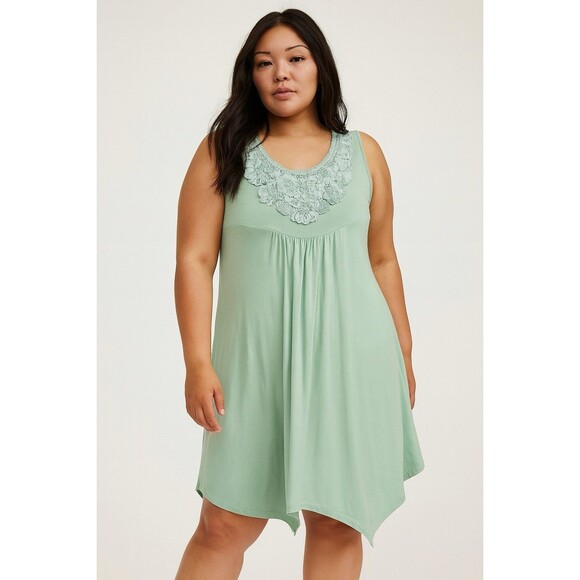 Mint Dresses & Skirts - Noelle Knit Dress Size S/M Mint Green Crochet Lace Rosette Embellished
